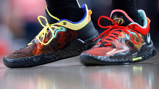 Paul George wearing the Nike PG 5 'Drew League'.